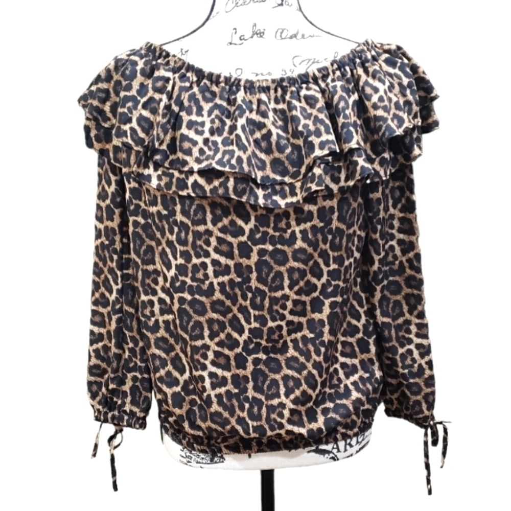 Michael Kors Animal Print Round Neck Top - Picture 2 of 6